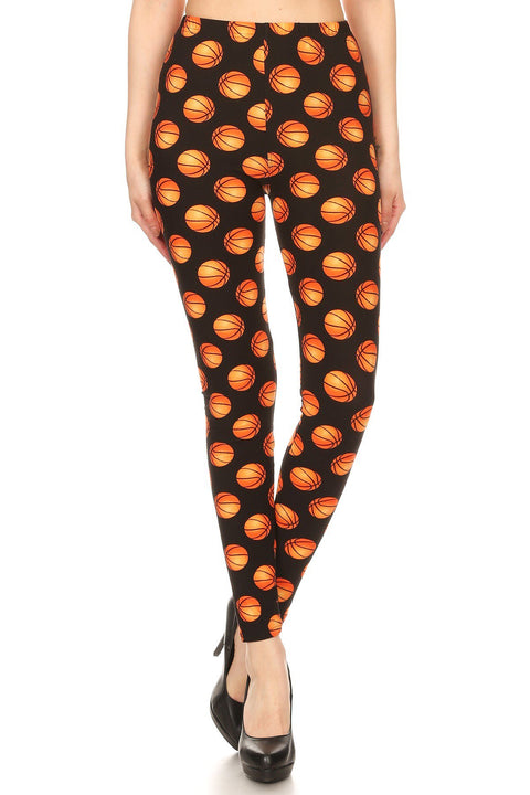 Women's Plus Basketball Sports Pattern Printed Leggings
