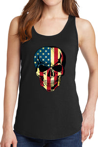Women's American Skull Flag Core Cotton Tank Tops -XS~4XL