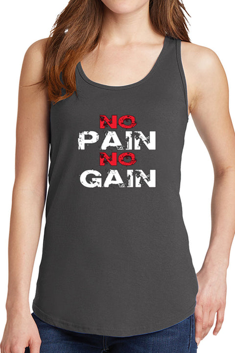 Women's No Pain No Gain Core Cotton Tank Tops -XS~4XL