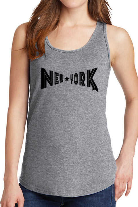 Women's New York with Star Design Core Cotton Tank Tops -XS~4XL