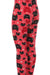 Kid's Black Red Cat Faces Pattern Printed Legging