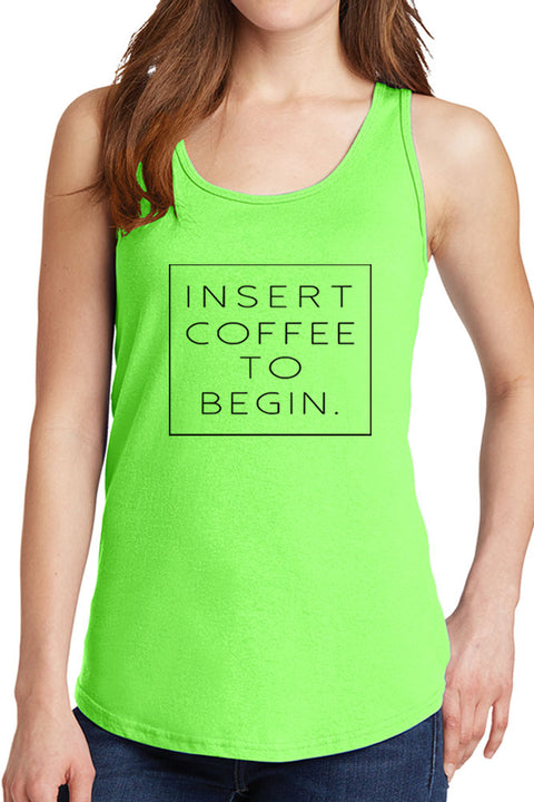 Women's Insert Coffee to Begin Core Cotton Tank Tops -XS~4XL