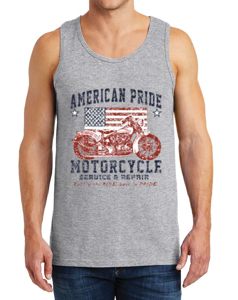 Men’s American Pride Motorcycle Design Heavy Cotton Tank Tops – XS ~ 3XL