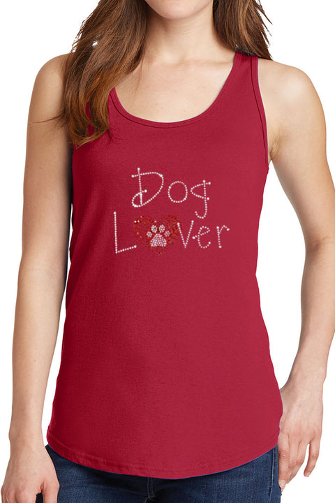 Women's Dog Lover Rhinestone Core Cotton Tank Tops -XS~4XL