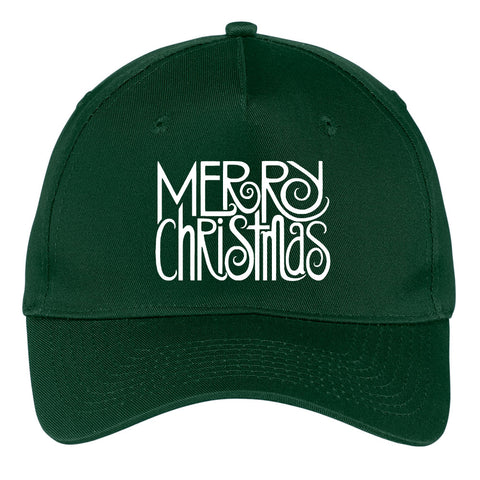 Merry Christmas Graphic Printed 5 Panel Twill Caps