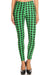 Women's 3X 5X Green Houndstooth Pattern Printed Leggings
