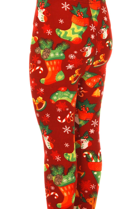Kid's Christmas Socks Holiday Gift Pattern Printed Leggings