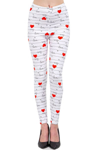 Women's XPlus Love & Heart White Pattern Printed Leggings