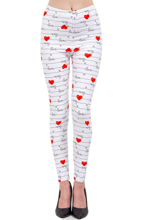 Women's XPlus Love & Heart White Pattern Printed Leggings