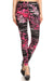 Women's Plus Pink Paisley Floral Pattern Printed Leggings