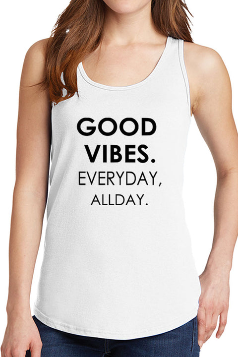 Women's Good Vibes Everyday All Day Core Cotton Tank Tops -XS~4XL