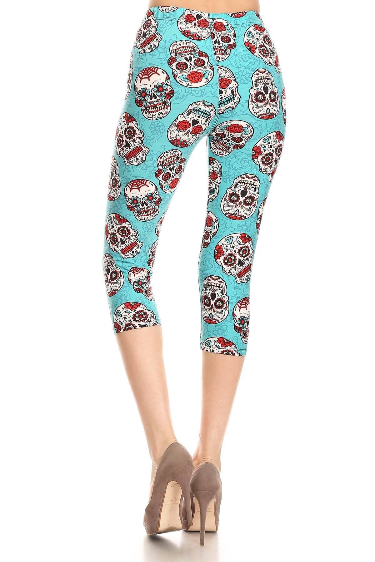 Sugar Skull Leggings For Women Cartoon Skull Print Yoga Leggings Halloween High Stretch - United Glow In The Dark Clothes - Foto 3