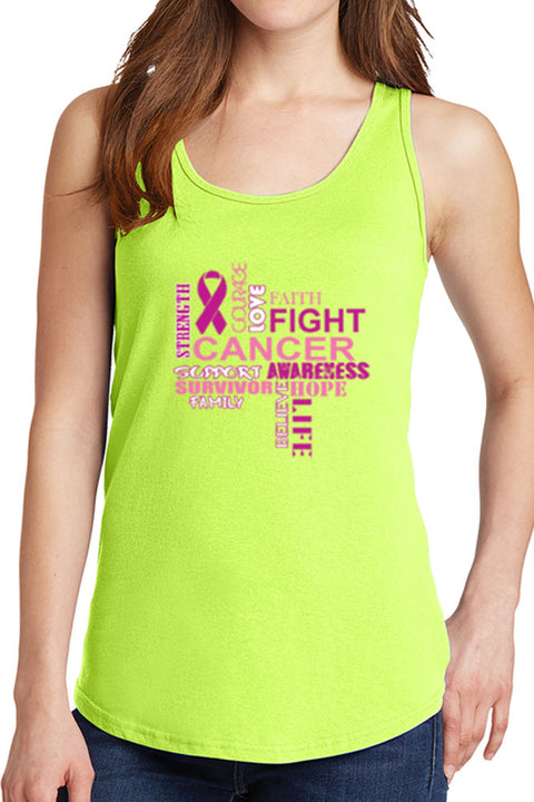 Women's Fight Breast Cancer Awareness Core Cotton Tank Tops -XS~4XL