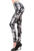 Women's Plus B&W Abstract Mixed Geometric Forms Pattern Printed Leggings