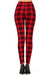 Women's Regular Holiday Red Black Plaid Pattern Printed Leggings