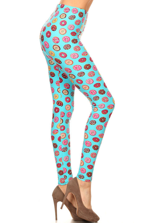 Women's Regular Donuts Yum Yum Pattern Printed Leggings