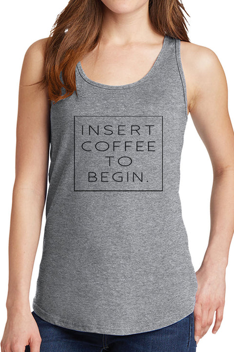 Women's Insert Coffee to Begin Core Cotton Tank Tops -XS~4XL