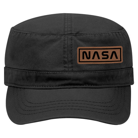 NASA Letter Leatherette Patch Garment Washed Superior Cotton Twill Military Hat for Men and Women