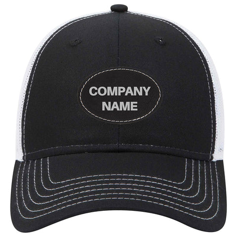 Customize Company Logo Leatherette Patch 6 Panel Low Profile Mesh Back Trucker Hat