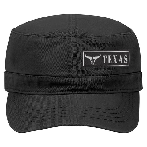 Bullhead Texas Leatherette Patch Garment Washed Superior Cotton Twill Military Hat for Men and Women