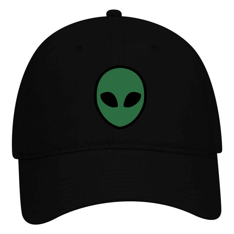 Green Alien Head Suede Like Feel Textured Printed Garment Washed Superior Cotton Twill Dad Hat - For Women and Men