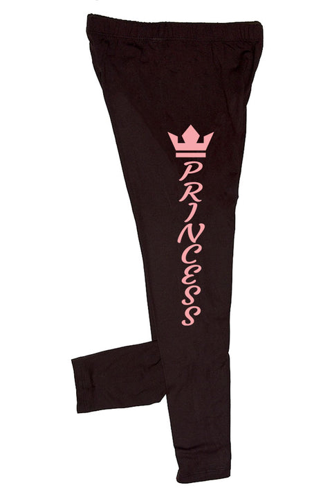 Kid's Light Pink Crown Princess Graphic Printed Leggings for 4~8 years old