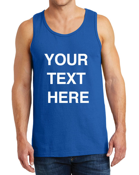 Create Your Own Text – Men Heavy Cotton Classic Fit Round Neck Tank Top – XS~3XL