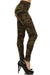 Women's Regular Dark Camouflage Pattern Printed Leggings - Olive Green