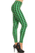 Women's 3X 5X Green Houndstooth Pattern Printed Leggings