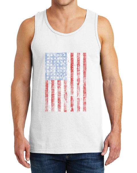 Men’s American Flag Distressed Heavy Cotton Tank Tops – XS ~ 3XL