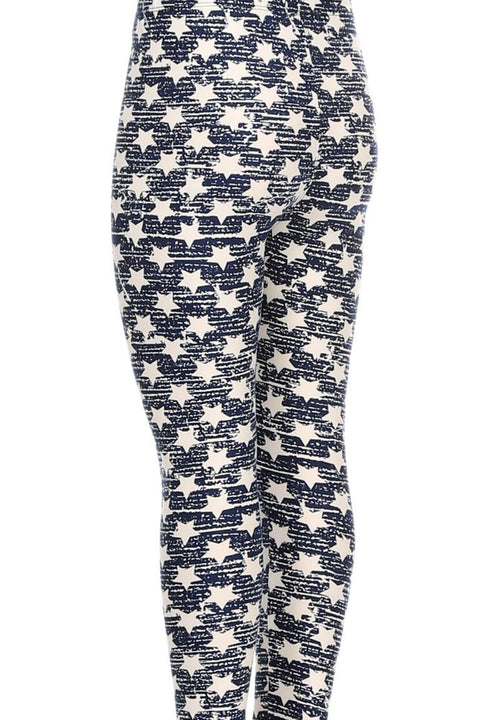 Girls White Little Stars Faded Pattern Print Leggings