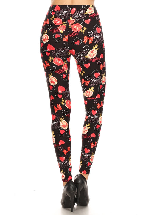 Women's Regular Valentine Theme Pattern Printed Leggings