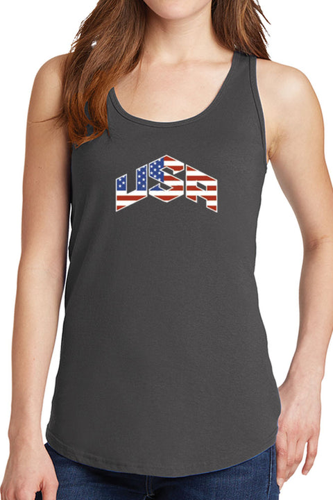 Women's USA with American Flag Core Cotton Tank Tops -XS~4XL