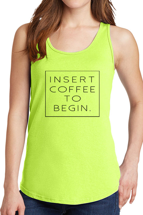 Women's Insert Coffee to Begin Core Cotton Tank Tops -XS~4XL