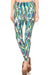 Women's Regular Abstract Paint Lines Pattern Printed Leggings - Blue Yellow