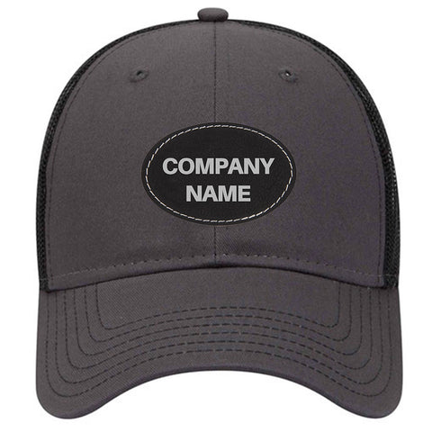 Customize Company Logo Leatherette Patch 6 Panel Low Profile Mesh Back Trucker Hat