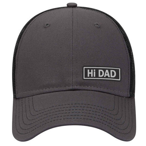 Hi Dad Leatherette Patch 6 Panel Low Profile Mesh Back Trucker Hat for Men