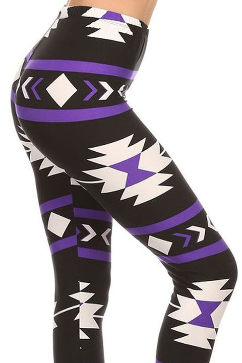 Women's Regular American Indian Aztec Pattern Print Capri Leggings