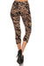 Women's Regular Taupe Color Paisley Print Capri Leggings - Black Taupe