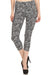 Women's Regular B&W Paisley Pattern Print Capri Leggings - Black White