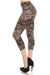 Women's Regular Leopard Pattern Print Capri Leggings - White Brown