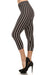 Women's Regular Vertical Striped Pattern Print Carpi Leggings - White Black