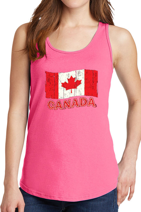 Women's Canadian Flag Red and White Core Cotton Tank Tops -XS~4XL