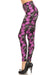 Women's 3X 5X Purple Rose Butterfly Pattern Printed Leggings