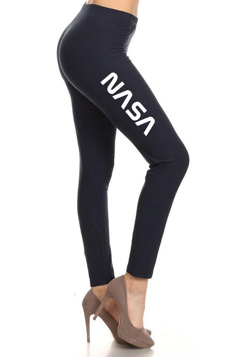 Women's NASA Letter Printed Leggings for Regular Plus 3X5X …