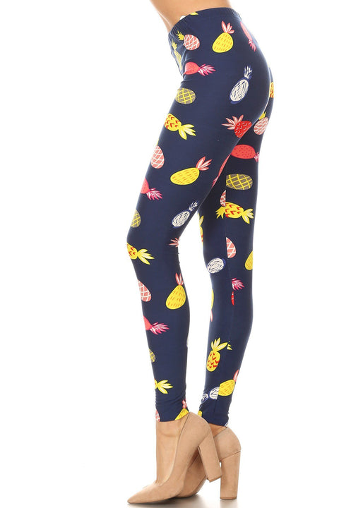 Women's Regular Colorful Pineapple Fruit Pattern Printed Leggings