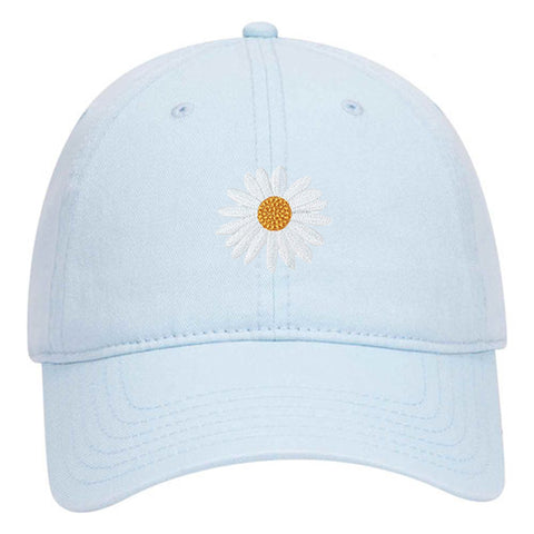 Daisy Embroidered Patch Pastel Tone Garment Washed Superior Cotton Twill Dad Hat - For Women and Men