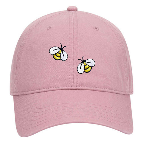 Bumblebee Embroidered Patch Pastel Tone Garment Washed Superior Cotton Twill Dad Hat - For Women and Men