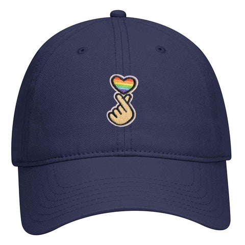 Kpop Heart LGBQT Pride Embroidered Patch Pastel Tone Garment Washed Superior Cotton Twill Dad Hat - For Women and Men