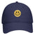 Yellow Glitter Happy Face Embroidered Patch Pastel Tone Garment Washed Superior Cotton Twill Dad Hat - For Women and Men
